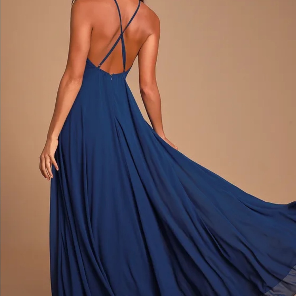 Navy Blue backless dress